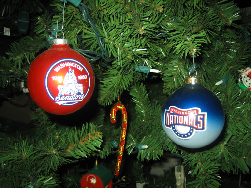 Washington Senators and Washington Nationals ornaments