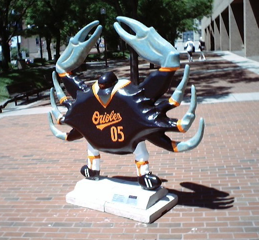 Crab in Orioles uniform