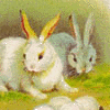 Naturalistic bunnies with eggs.