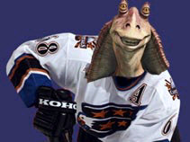 Jar-Jar Binks' head on Jaromir Jagr's body.