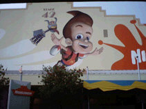 Goddard and Jimmy Neutron on the side of Studio 42