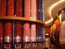 Dispensers of M&Ms in various colors