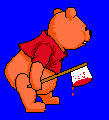 Winnie the Pooh with a bloody axe