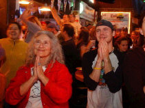 People praying after Red Sox win.